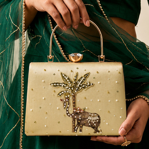Pochette élégante ornée de palmiers et d'éléphants majestueux pour femme – Idéale pour les soirées et les occasions festives - Product Image 3
