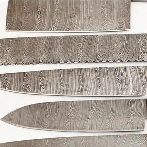Damascus Steel 7-Piece Chef <b>Knife</b> <b>Set</b> with Wood Handles 67-Layer Carbon Steel Blades Serrated Edge Ambidextrous Design <b>Sharp</b> - Product Image 5