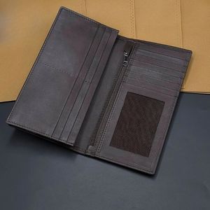 Multi Card Slot Travel Passport Sleeve Cash Storage <b>Brown</b> Leather <b>Wallet</b> Men Long Checkbook Cover Mesh ID Window Zipper Pocket - Product Image 2