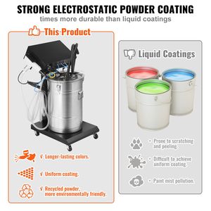 Sistema de Recubrimiento en Polvo Electrostático de 40 W y 100 KV, Kit con Tolva de Polvo de 50 L, 450 g por Minuto, Maquinaria para Recubrimiento de Metales - Product Image 3