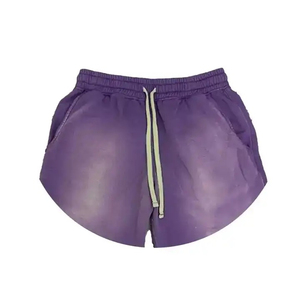 กางเกงยีนส์ขาสั้นสไตล์สตรีทแวร์เอวสองชั้น แต่งขาดแบบวินเทจ ล้างสีแบบแอซิด ประดับคริสตัล ทรงจอร์ทส์ สีซีดแบบซันเฟด สำหรับผู้ชาย - Product Image 4