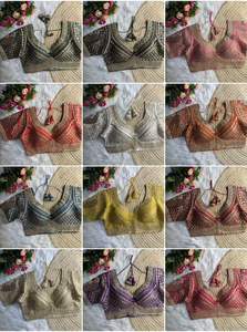 Red Luxury Traditional Short Slim Fit Bridal Blouse Heavy Gold Zari <b>Sequin</b> Work Hand Embroidered Woven Roman Silk Blend Party - Product Image 6