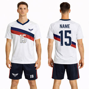 Conjunto de Camiseta y Pantalones Cortos de Fútbol Personalizados 2026, Uniforme de Fútbol Blanco con Cuello en V, Nombre y Número Personalizados, Kit Deportivo de Alta Calidad - Product Image 1