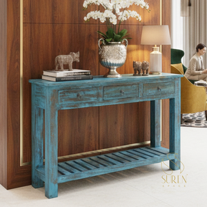 Meubles d'hôtel Vieille Fenêtre En Bois Fabriqués À La Main Table Console - Product Image 1