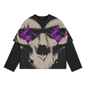 Custom Oversized <b>Y2K</b> Graphic Tee 300 GSM Heavy Cotton Double Layer Long Sleeve Streetwear Wholesale - Product Image 4