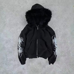 เสื้อฮู้ดซิปผู้หญิงสไตล์ Y2K ลายกราฟิกโกธิค สตรีทแวร์ลำลองทรงหลวม - Product Image 3
