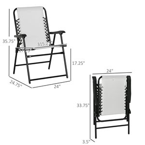 Set di 2 Sedie Pieghevoli da Esterno Bianco Crema, Portatili con Braccioli per Patio, Piscina, Spiaggia, Pesca, Sedia da Pesca Resistente - Product Image 3
