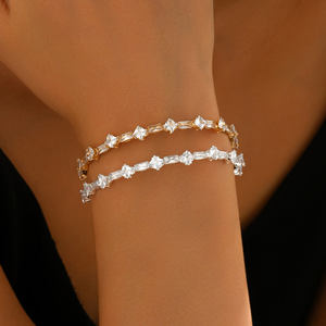 Unisex Silver Plated Tennis Bracelet Brilliant Cut Moissanite Channel Setting Trendy Design GRA Certified Engagement <b>Gift</b> Party - Product Image 2