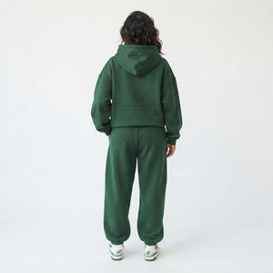 Conjunto de dos piezas de chándal holgado de forro polar para mujer, con capucha y pantalones jogger de pierna ancha, estilo urbano de moda, informal de invierno - Product Image 2