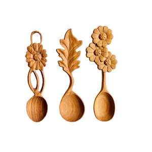 Cuillère en bois artisanale de gros, cuillère de service en bois faite à la main, ustensiles de cuisine en bois du Vietnam - Product Image 1