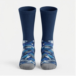 Crew <b>Socks</b> Blue Camouflage Pattern Quick Dry <b>Running</b> <b>Socks</b> for Adults Summer Season - Product Image 1