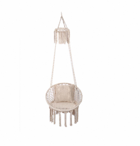 Hamaca Colgante de Macramé Boho, Duradera, de Algodón, con Cojín de Borlas para Sala de Estar, Dormitorio, Porche - Product Image 1