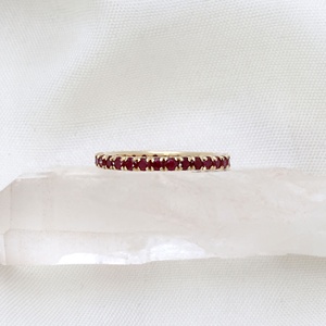 14K Yellow Gold Natural Ruby Eternity <b>Ring</b> for Women | Stackable Wedding Band | Fine Jewelry Anniversary Gift Wholesale - Product Image 2