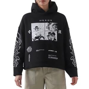 เสื้อฮู้ดดี้สตรีทแวร์ผ้าฝ้าย 100% คุณภาพสูง ลายหนวดขาว - เสื้อฮู้ดดี้โอเวอร์ไซส์ทรงครอปแบบ unisex  แบบสวมหัว - Product Image 1