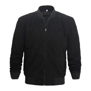 OEM Wholesale 100% High Quality Custom-Made Stand Bomber Men's Dark <b>Black</b> <b>Fleece</b> <b>Jacket</b> Zipper Plain Fashion Winter <b>Jacket</b> - Product Image 1