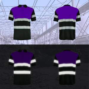 Camisa de Trabajo Reflectante de Alta Visibilidad en Colores Brillantes, Manga Corta, Tela Transpirable, con Bolsillo en el Pecho - Product Image 5