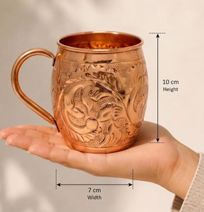 Taza Moscow Mule de Cobre Puro Oriental FAIZA CRAFT con Asa, Diseño Clásico, Ecológica, para Uso en el Hogar y Fiestas - Product Image 2