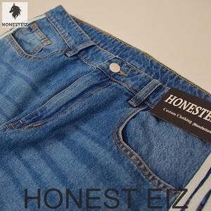Jean en denim coupe bootcut noir pour homme Honest Eiz, taille mi-haute, coupe slim, vintage, délavage moyen, couleur unie - Product Image 2
