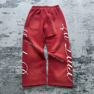 PT999 Custom Men's Casual Breathable Eco-Friendly Winter Acid Washed Sweatpants <b>Fleece</b> <b>Joggers</b> Pants Sun Faded Baggy Wide Leg - Product Image 2