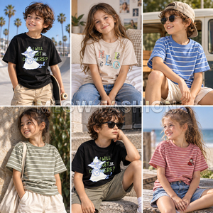 Liquidación de Almacén: Camisetas Casuales con Estampado de Rayas y Dibujos Animados de Bangladesh, Unisex para Niños, Ropa Casual Urbana, Lote en Stock Listo para Enviar - Product Image 1