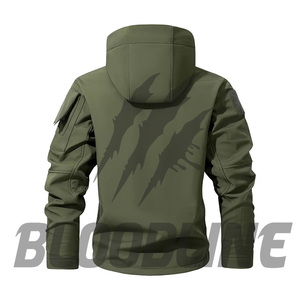 เสื้อแจ็คเก็ตซอฟต์เชลล์กันลมสีเขียวมะกอกสำหรับผู้ชาย แขนยาว เหมาะสำหรับใส่กลางแจ้งในฤดูหนาว - Product Image 2