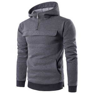 Sweat à capuche polaire demi-zip personnalisé pour homme, 370 GSM, chaud pour l'hiver, en coton, style streetwear, imprimé OEM, vente en gros - Product Image 4