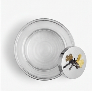 Récipient alimentaire rond en verre avec couvercle en métal, motif floral gravé, pot de rangement minimaliste pour la cuisine et la maison - Product Image 2