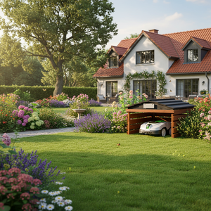 Garaje para Robot Cortacésped de Acacia y Pino Importado, Acabado en Aceite, Impermeable, Resistente, para Almacenamiento en el Jardín - Product Image 2