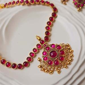 18K Gold Plated Stainless Steel Kemp Golden Pearl Designer Jewelry Set - Product Image 2