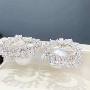 Manufacturer Wholesale High-End Natural Pearl <b>Long</b> Dangle <b>Earrings</b> Filled with S925 Pure <b>Silver</b> 10-11MM - Product Image 4