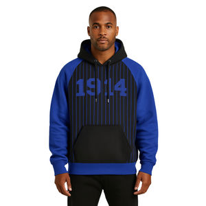 Sudadera con Capucha de Franjas Azules y Cuerpo Negro con el Logotipo de Phi Beta Sigma, Año de Fundación 1914, Ropa de Fraternidad Personalizada Divine Nine HBCU - Product Image 1