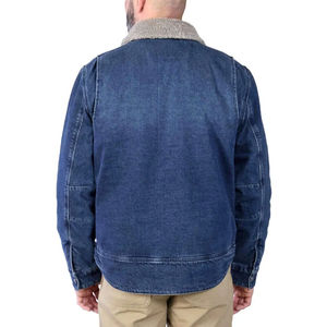 <b>Men's</b> Vintage Wash Denim <b>Jacket</b> with Sherpa <b>Shearling</b> Collar Breathable Multi Pocket Snap Button Winter Denim <b>Jacket</b> - Product Image 2