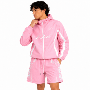 Shorts coupe-vent réfléchissants légers anti-UV écologiques pour hommes, ensemble 2 pièces en nylon froissé, survêtement respirant personnalisé avec capuche - Product Image 3