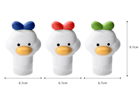 Flacon distributeur en silicone 80 ml avec bouchon à clapet, motif petit canard mignon, estampage à chaud argenté, pour shampoing, cosmétiques, gel douche DTFP-06