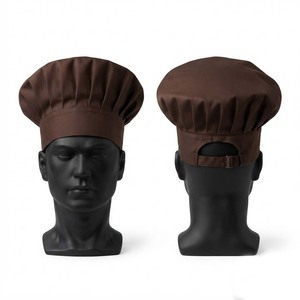 Gorro de Chef de Poliéster de Primera Calidad, 200 GSM, Corona Plegada Marrón, Correa Trasera Ajustable, Bordado Personalizado, Impermeable, para Restaurante y Bar - Product Image 1