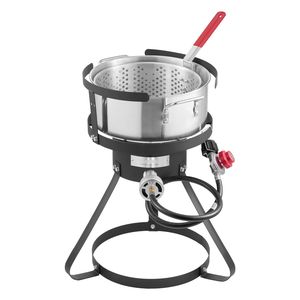 Kit Friggitrice a Propano in Alluminio da 10 Qt per Pesce, Friggitrice Profonda da Esterno, Pentola per Frutti di Mare con Termometro, Cestello e Colino per Fornelli da Campeggio e Accessori - Product Image 6