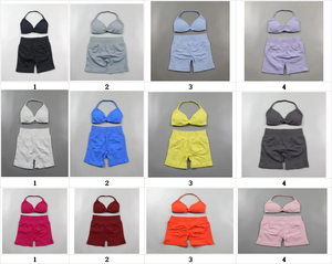 Conjunto Deportivo Personalizado con Logotipo, 2 Piezas, Top Deportivo con Tirantes para Mujer, Pantalones Cortos de Yoga, Ropa Deportiva, Conjunto de Yoga sin Costuras - Product Image 2
