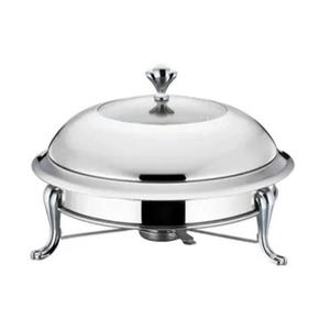 Dôme de chauffe-plat en acier inoxydable avec poignée à bouton, support à 3 pieds, chauffe-plat de buffet, support à combustible, pour traiteur, banquet, restaurant, céramique - Product Image 1