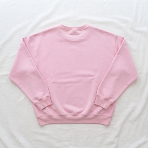 Sudadera Rosa con Cuello Redondo y Logotipo Personalizado Bordado, Unisex, Oversize, de Algodón Grueso, Estilo Varsity, Streetwear - Product Image 3