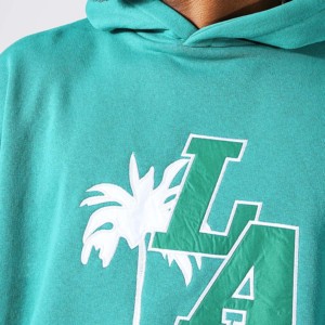 Men's Turquoise Hooded Fleece 400g Sweatshirt <b>Set</b> Solid Color Casual Jogger Pants Full Tracksuit Breathable Winter 100% Cotton - Product Image 4