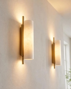 Applique murale moderne en laiton avec abat-jour en marbre, éclairage intérieur pour salon, décoration de la maison - Product Image 3