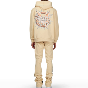 Survêtement Homme Coupe-Vent avec Pantalon Empilé et Sweatshirt – Ensemble 2 Pièces en Polyester pour Homme - Product Image 4