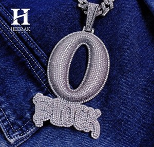 Pendentif de luxe en forme de lettre O entièrement pavé de diamants, collier hip-hop personnalisé pour fournisseur de bijoux bling en gros - Product Image 5