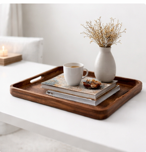 Bandeja Rectangular Premium de Madera de Acacia con Asas Integradas, Plato Decorativo Duradero con Vetas Naturales para Café - Product Image 6