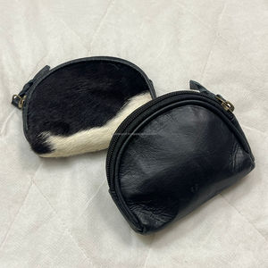 Real Handmade Hair On Hide Fur Leather Coin Change Purse Oval Credit Card Holder Case Western Stylish <b>Cute</b> Small Oval <b>Wallet</b> - Product Image 5