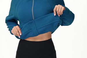 Sudadera con Capucha y Cremallera para Mujer, de Forro Polar, Azul Sólido, Manga Larga, Transpirable, para Otoño - Product Image 3