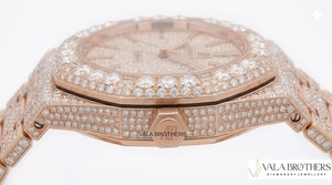 Audemarss Piget Royall Ouk Diamond <b>Watch</b> 41mm Rose Gold Automatic Octagon <b>Case</b> Date Display Unisex Luxury Wristwatch - Product Image 4
