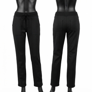 Pantalones de Trabajo Unisex Tejidos, Negros, con Cintura Elástica y Bolsillos, Uniformes de Hospital, Tela de Algodón y Poliéster, Suaves y Transpirables, Tipo Cargo, Médicos - Product Image 1