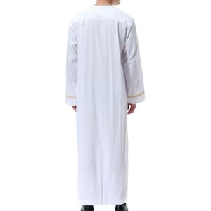 White Gold Piping Detail <b>Thobe</b> Finest Cotton Blend Elegant Craftsmanship Lightweight Eid Collection Islamic <b>Men</b> Thobes - Product Image 2