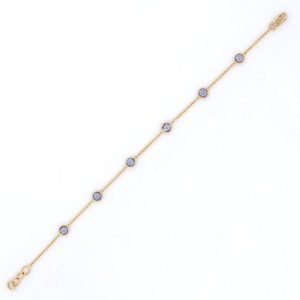 18K Round Bezel Set Blue Sapphire Fine <b>Charm</b> <b>Bracelet</b> - Product Image 2